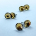 Small Circle Concave Stud Earrings in Oxidised Sterling Silver with 24ct Gold Leaf