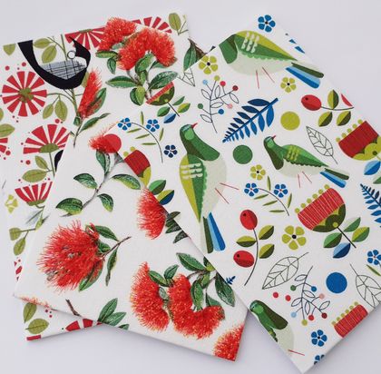 Fabric Covered Kiwiana Cards x3