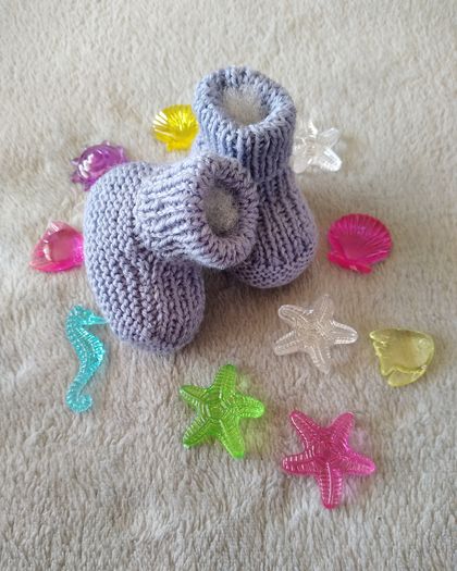 100% Merino Knitted Booties-0-3 months -Or hid