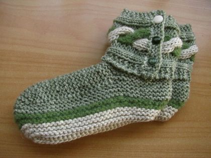 Green and white slippers