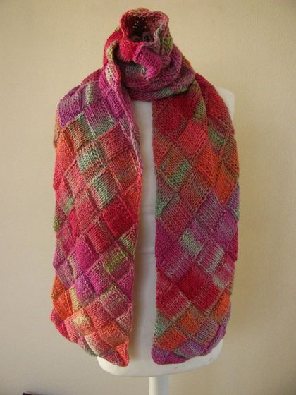 Strawberry Crumble Entrelac scarf