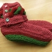 Shades of dusty pink, red and green slippers