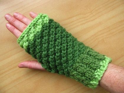 Shades of green fingerless gloves