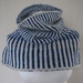 Blue and purple with white stripes knitted Cowl