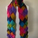 Entrelac scarf in rainbow colours