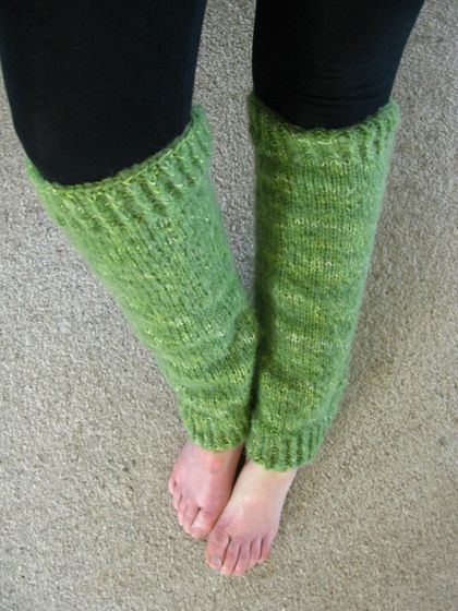 Green and yelllow fluffy merino and mohair legwarmers