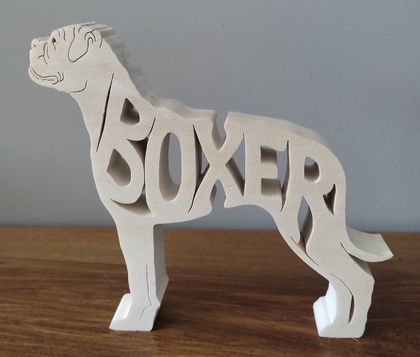 Wooden Boxer Dog Ornament