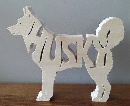 Wooden Husky Dog Ornament
