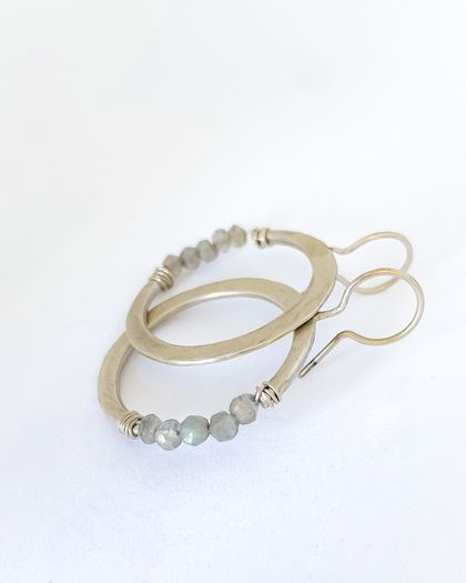 Labradorite Celestial Crescent Hoop Earrings