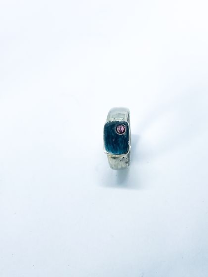Sterling Silver Signet Ring with Garnet Gemstone