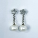 Flower Studs with Large White Freshwater Pearl Dangles in Fine and Sterling Silver