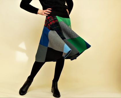 Winter wools patchwork circle skirt