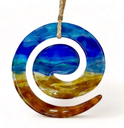 Fused Glass Koru Wallhanging - Amber Sands