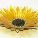 Amber Iridescent Fused Glass Gerbera Flower Bowl
