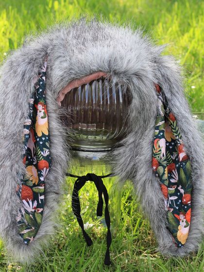 Grey Bunny Bonnet | Faux Fur