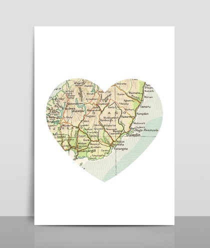 Map Heart Print A4 - Map 1