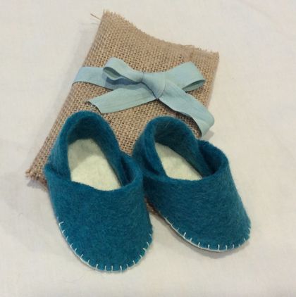 Turquoise & White Baby Booties/Slippers