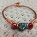 Hammered copper bangle with pearls and titanium quartz