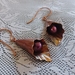 Copper calla lily flower earrings with pearls