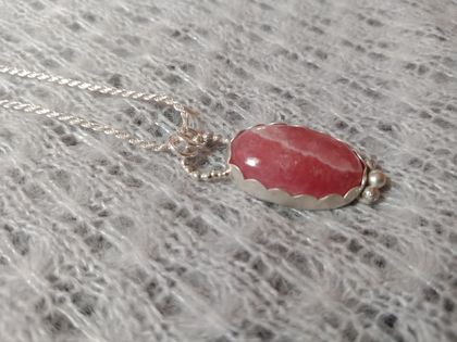 Sterling silver and rhodocrosite necklace