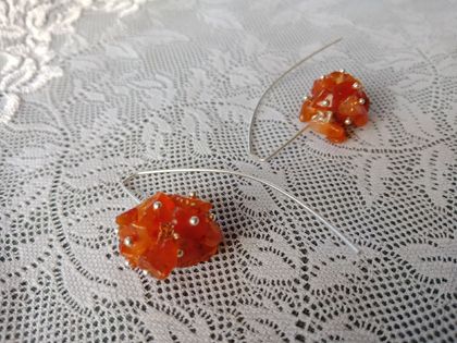 Carnelian cluster chip bead earrings