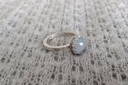 Pale blue chalcedony cocktail ring
