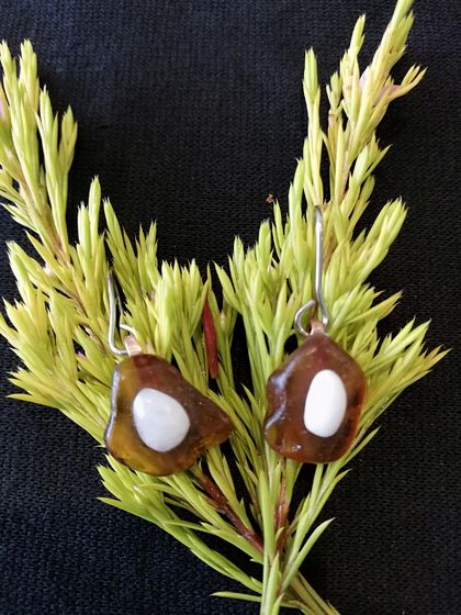 Earrings (seaglass and stone) 