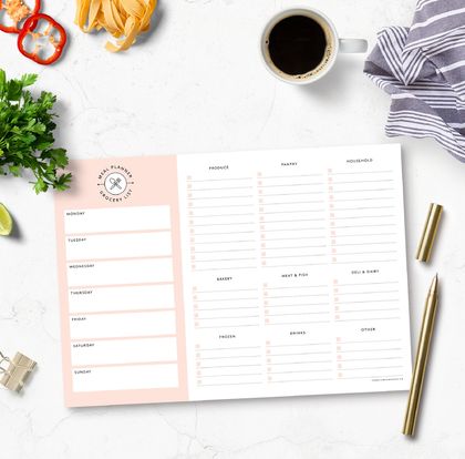 Meal Planner and Grocery List Notepad
