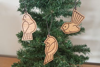Christmas Ornament Set - Kererū, Pīwakawaka and Tui