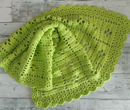 Merino Crochet Baby Blanket in lime