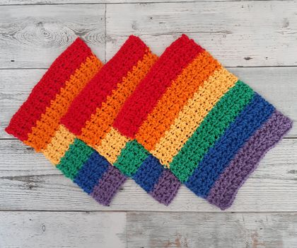 Rainbow Pride Crochet Dishcloth
