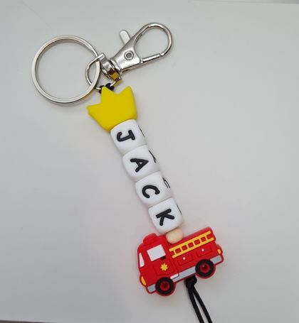 Personalised Backpack Tag/ Keychain (Firetruck)