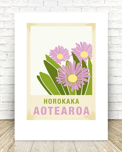 Horokaka illustration.  A4 print New Zealand native flower series.