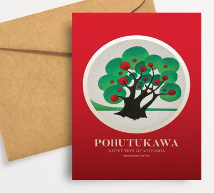 Pohutakawa illustration in gouache – Native Trees of Aotearoa series.