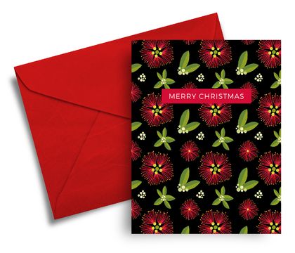 Merry Christmas – A6 Greeting Card, NZ Flora and Fauna