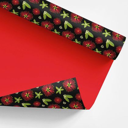 Wrapping Paper – Pohutukawa (red): NZ Flora and Fauna