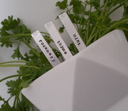 Hand Stamped Herb Markers x3