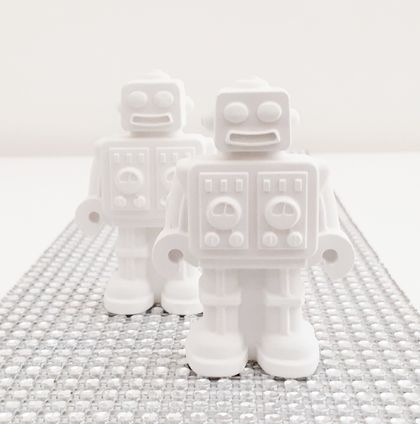 Decorative White  Concrete Robots 