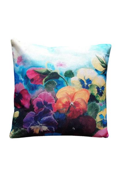 The Earth Laughs Cushion Cover (Pansies)