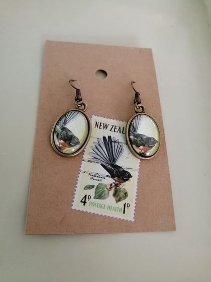 Postage Stamp Oval Earrings 