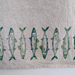 Block printed tea towel - Fish in a line