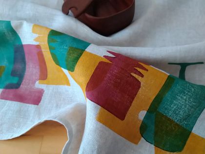 Block printed tea towel - Glassware