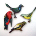 Birds - woodcut magnet set