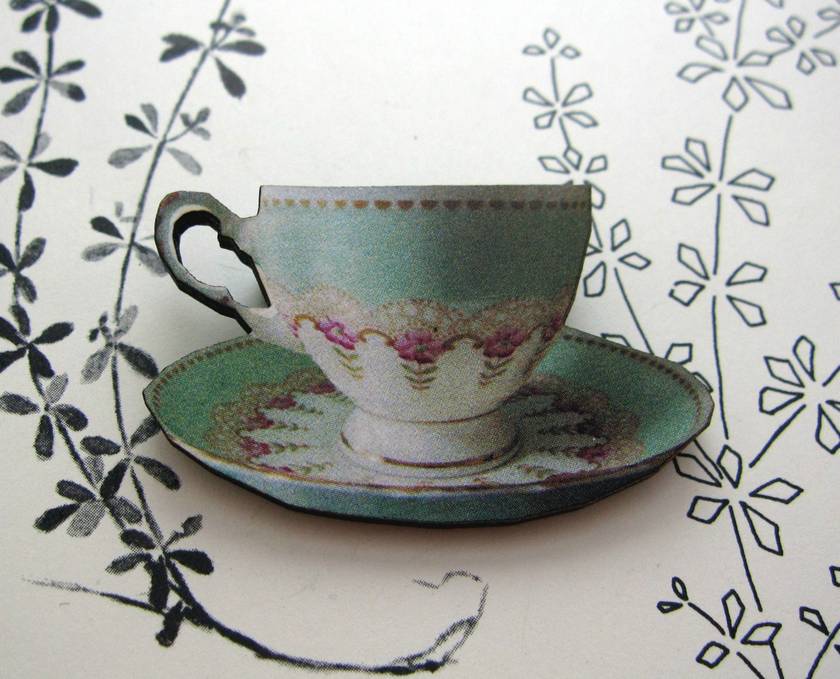 Vintage teacup brooch | Felt