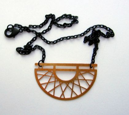 Art deco style brass pendant necklace