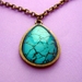 turquoise teardrop glass dome necklace