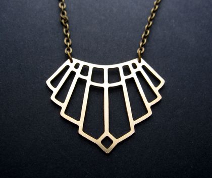 Art deco style brass pendant necklace - version 2