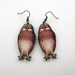 watchful owl woodcut earrings
