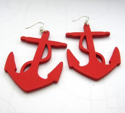 Giant red anchor earrings