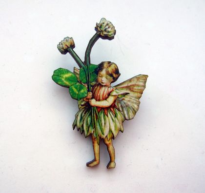 Flower fairy brooch - clover